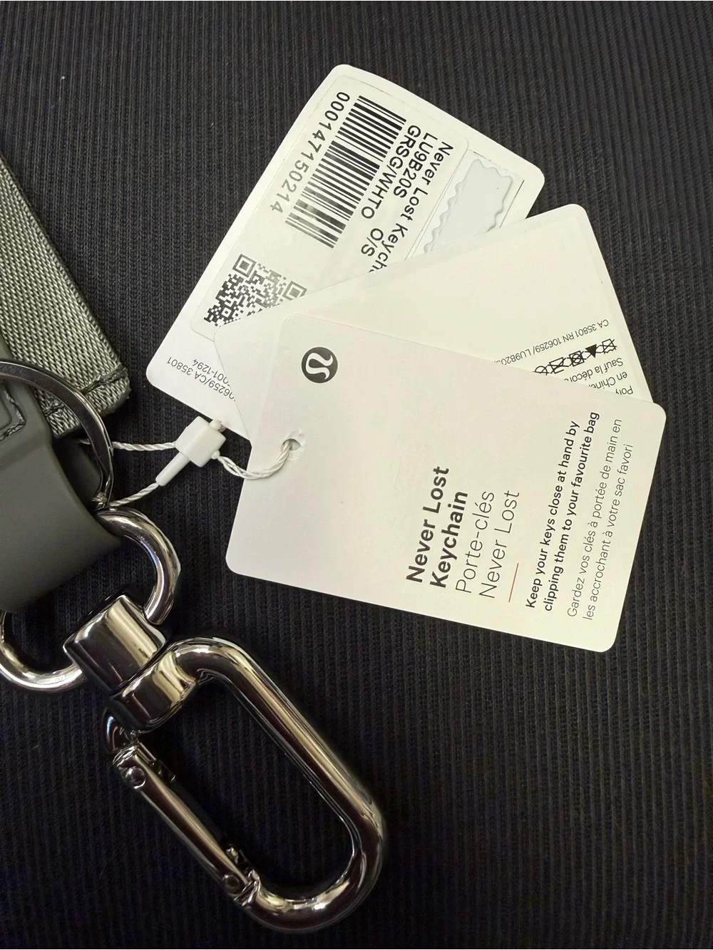 lululemon athletica Grey Sage and White Opal Neverlost Keychain